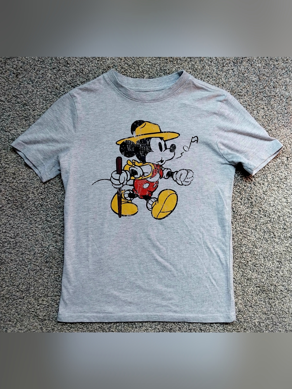 Disney Mickey Mouse Grey Graphic Tee - Kids Size 10 (S)